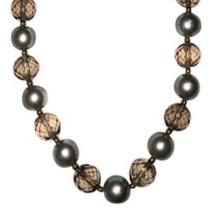Gray/Crystal Pearl and Bead Necklace